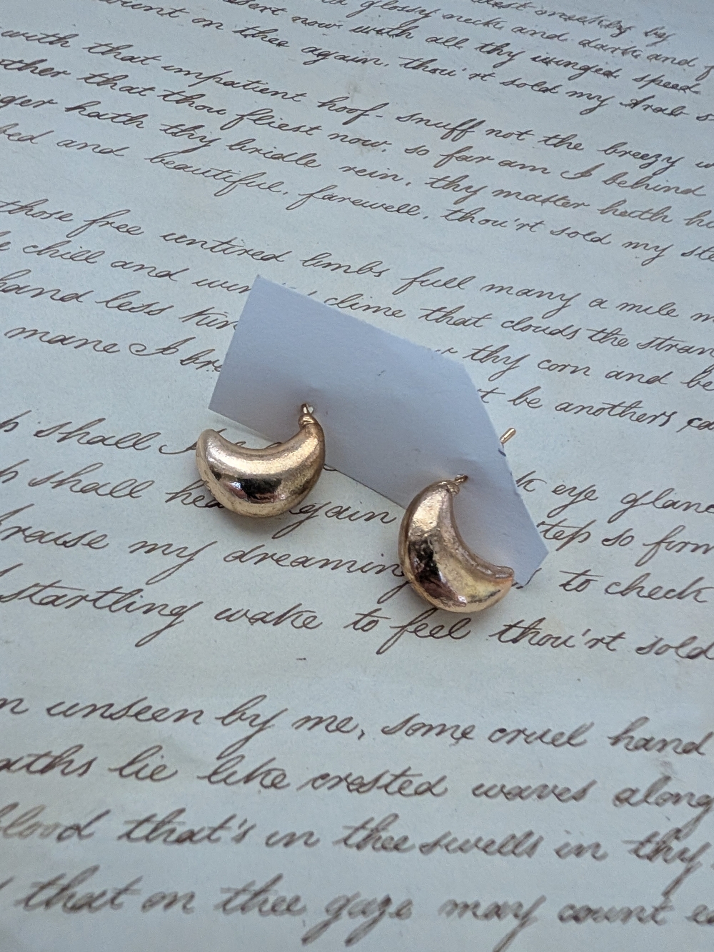 Gold Crescent Moon Stud Earrings - Women Jewelry
